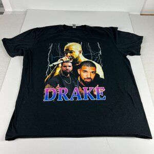 Drake Rap Shirt Adult Fits Large Black Big Graphic Print Short Sleeve Tee Tag XL